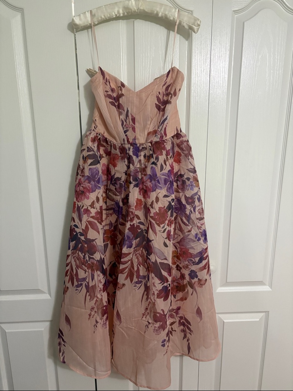 Ina Blush Pink Floral Smocked Bust Dress, NEW with tags, M